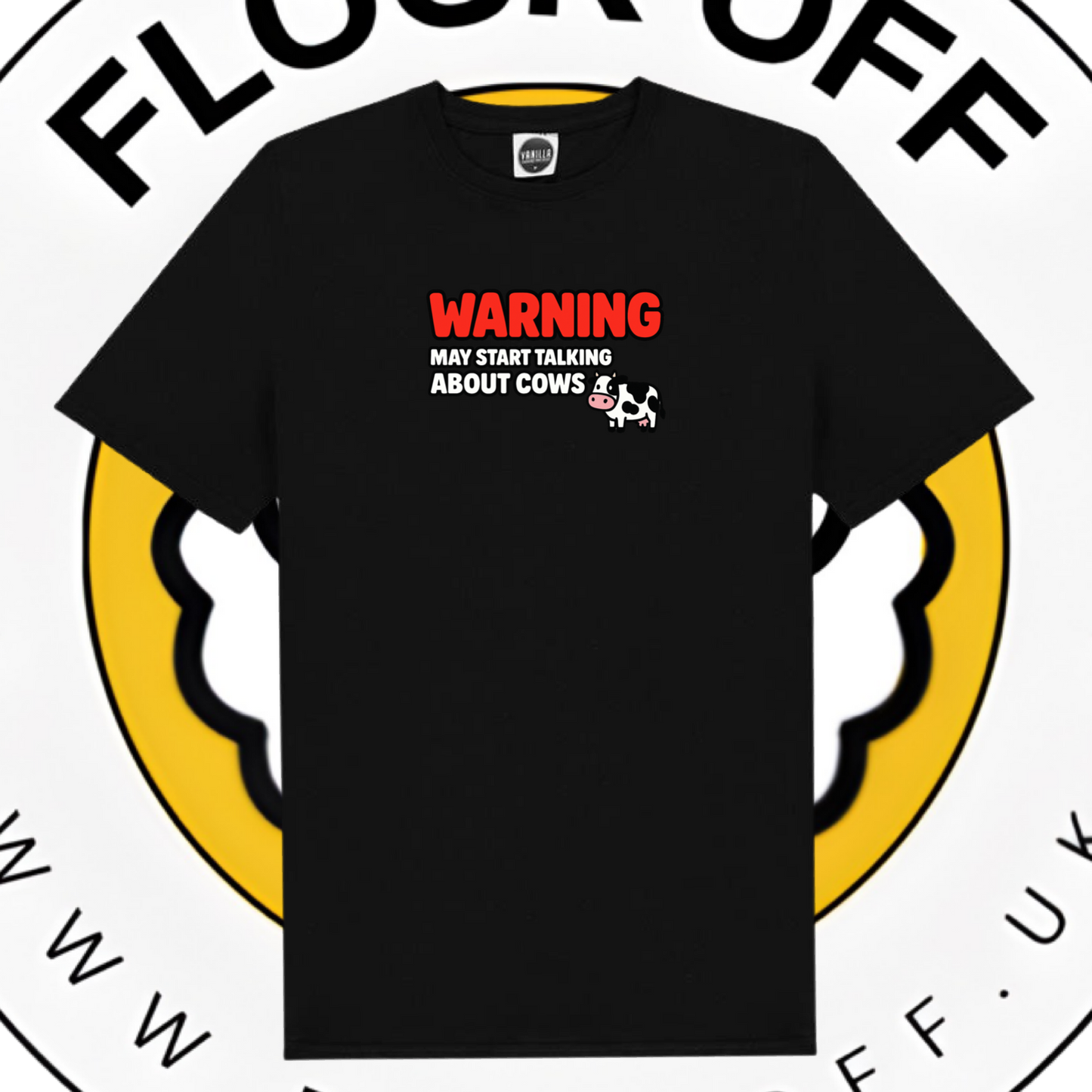 Official Flock Off T-Shirt - Warning Cows Edition